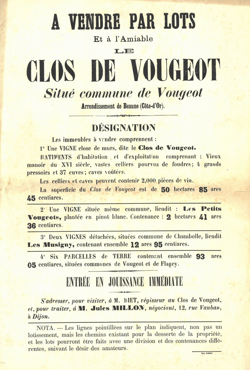 Vente du Clos de Vougeot