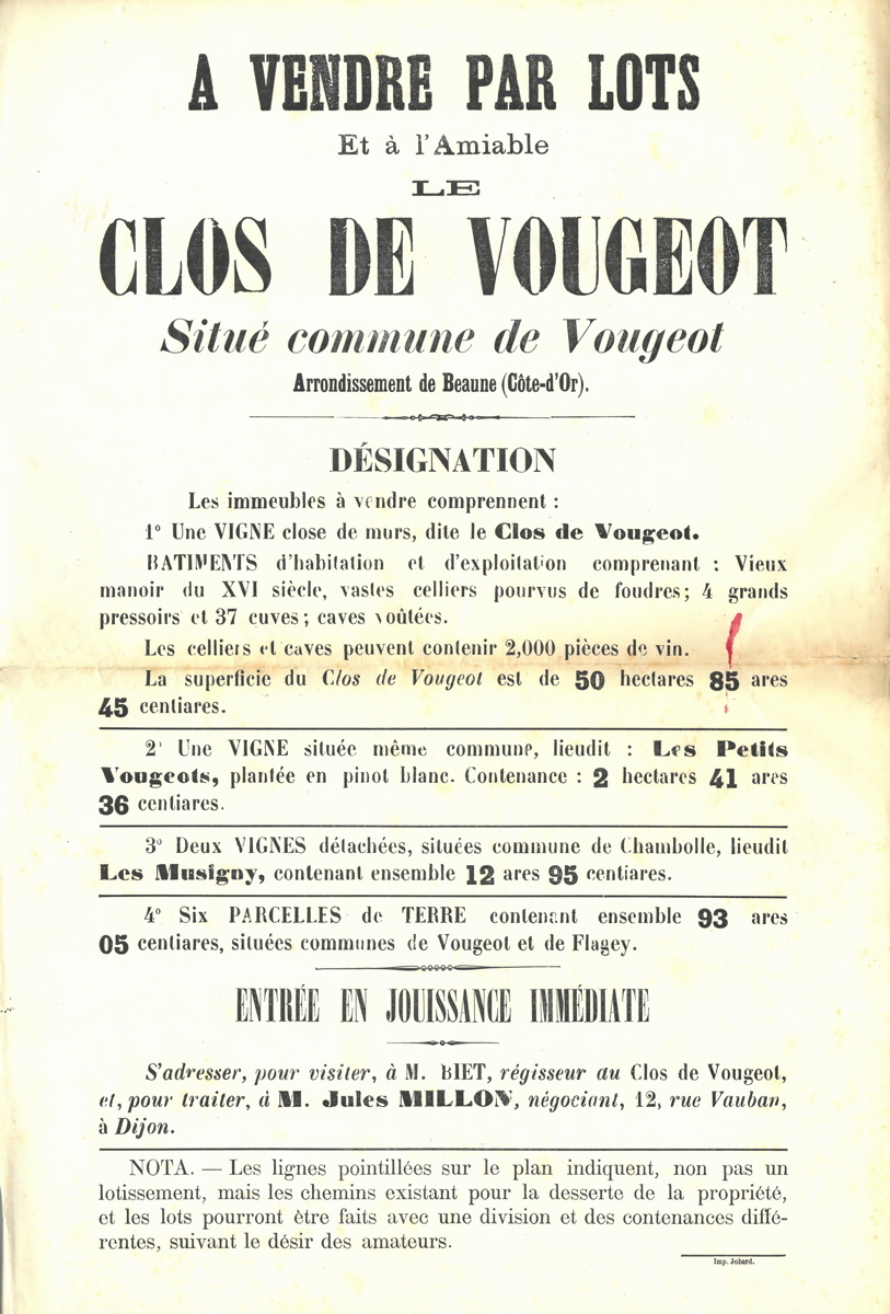 Vente du Clos de Vougeot