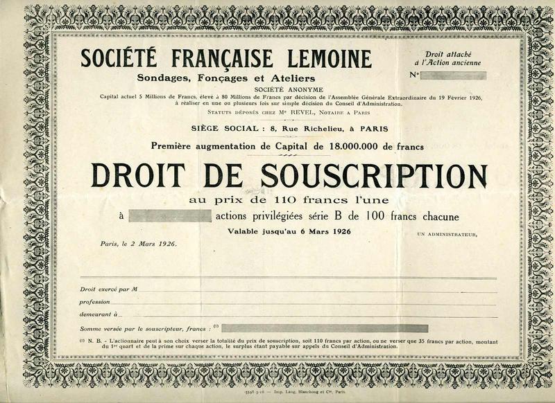DROIT DE SOUSCRIPTION (titre inscrit)