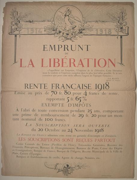 EMPRUNT DE LA LIBERATION / RENTE FRANCAISE 1918 (titre inscrit)