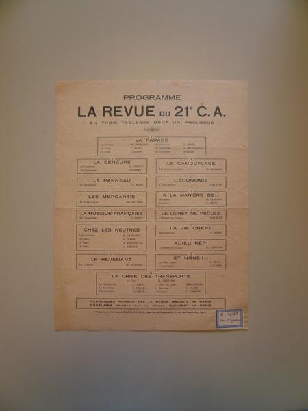 PROGRAMME / LA REVUE DU 21e C.A.A