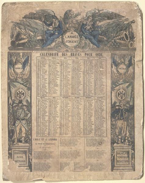 CALENDRIER DES BRAVES POUR 1856 (titre inscrit)