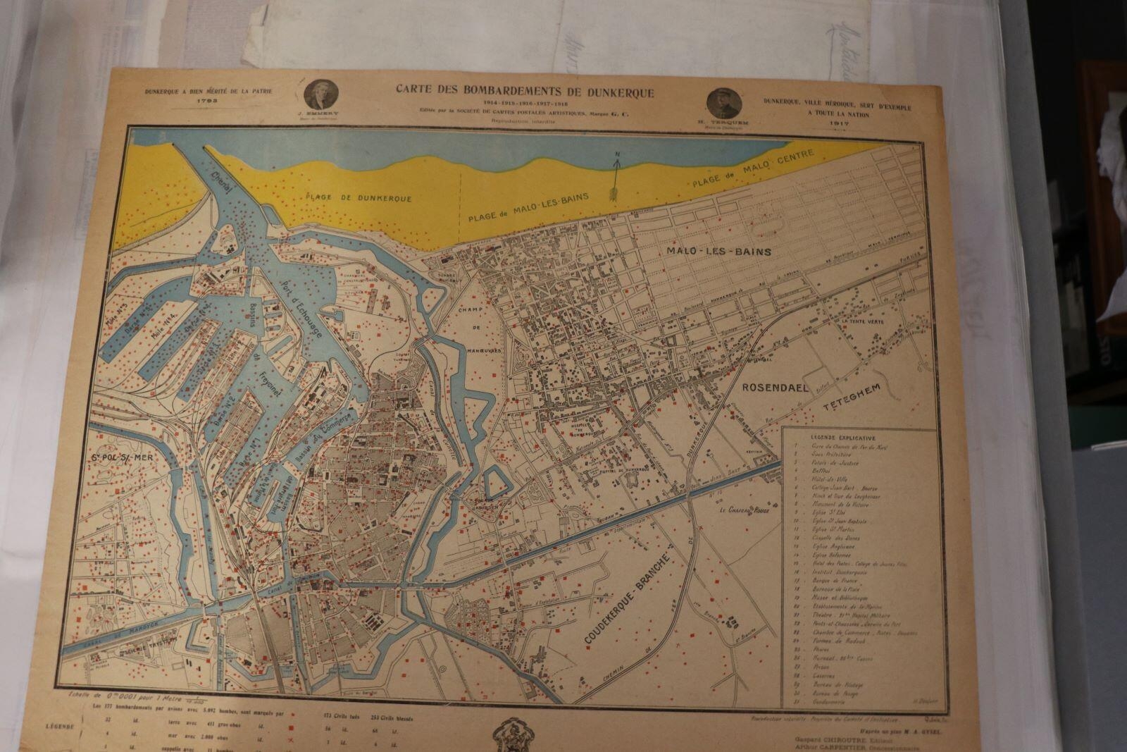 CARTE DES BOMBARDEMENTS DE DUNKERQUE