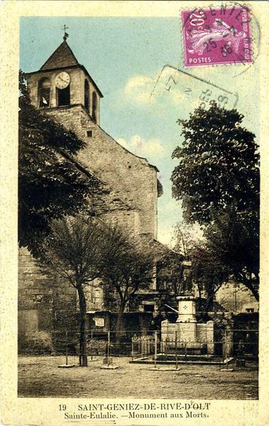 19 SAINT-GENIEZ-DE-RIVE-D'OLT / Sainte-Eulalie. - Monument aux Morts (titre inscrit)