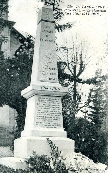 834 L'ETANG-VERGY / (Côte d'Or). - Le Monument / aux Morts 1914-1918 (titre inscrit)