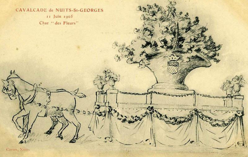 CAVALCADE DE NUITS-St-GEORGES / 11 Juin 1905 / Char 'des Fleurs' (titre inscrit)