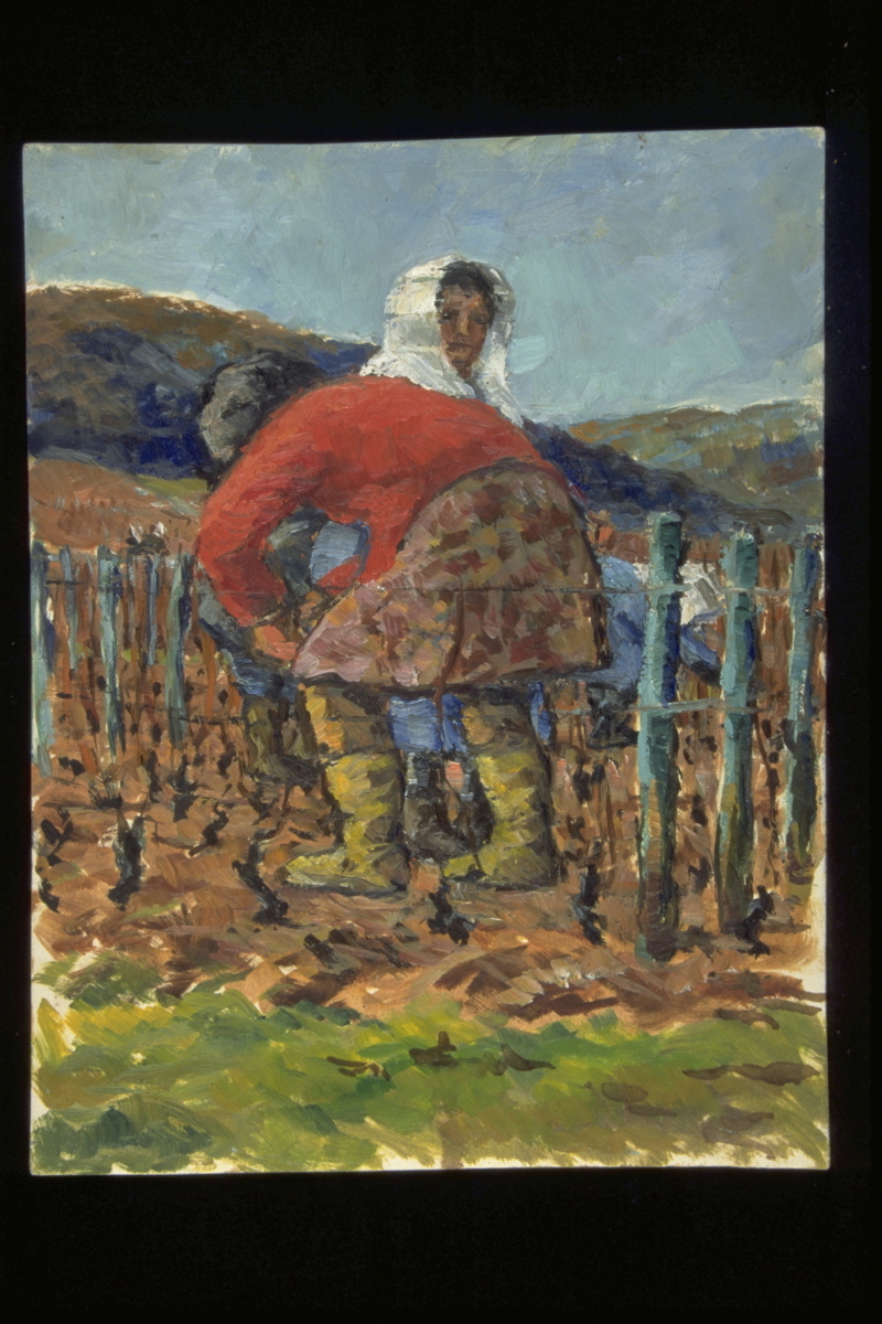 Hiver travaux, le chandail rouge et bottes jaunes (titre inscrit, au verso)