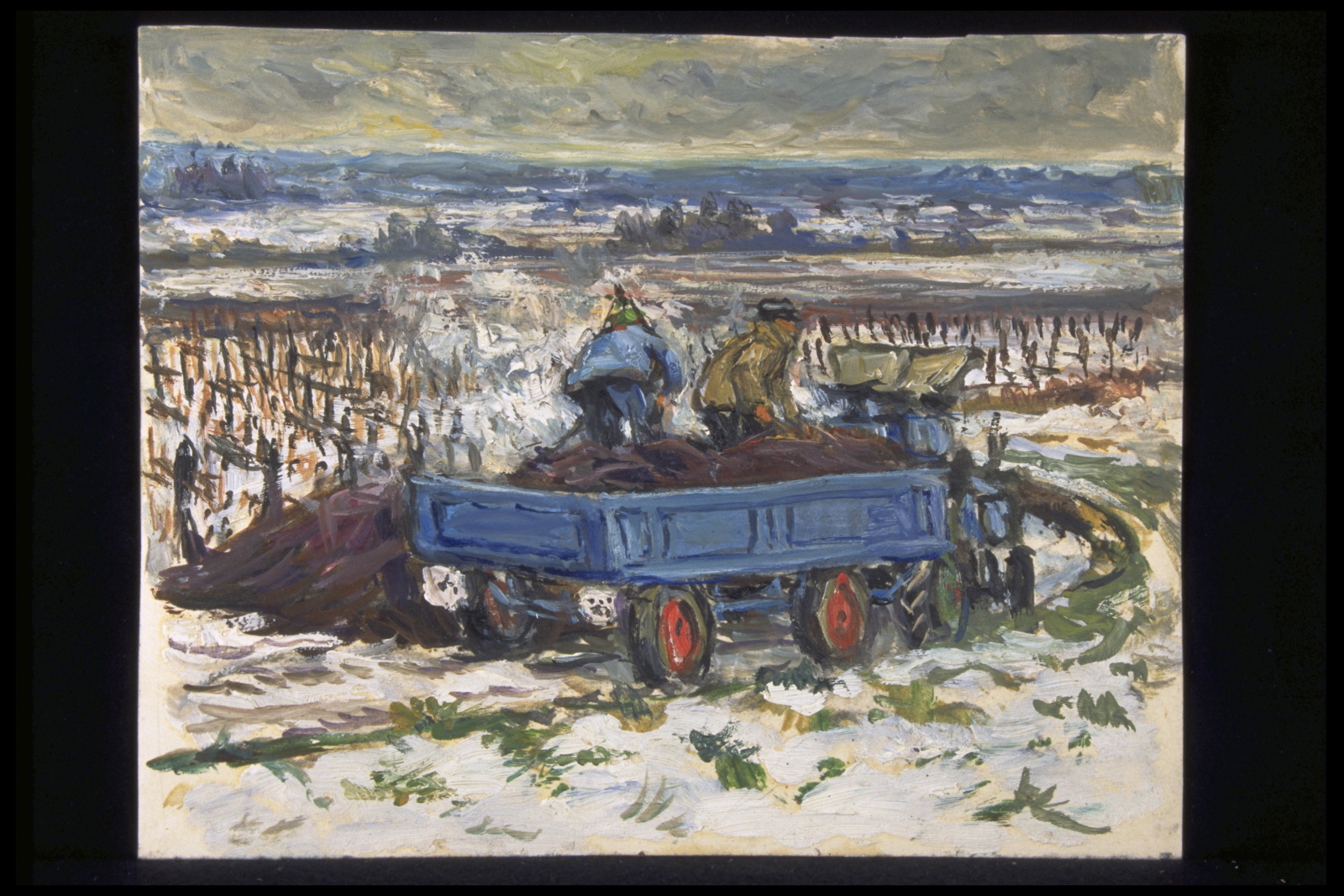 Déchargement du marc entre Morey et Marsannay (titre inscrit, au verso)