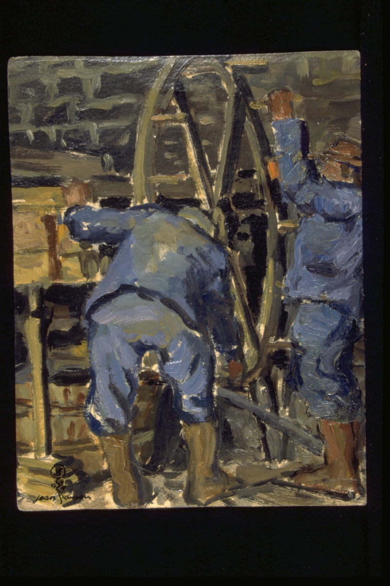 Automne pressoir, le pressurage (titre inscrit, au verso)