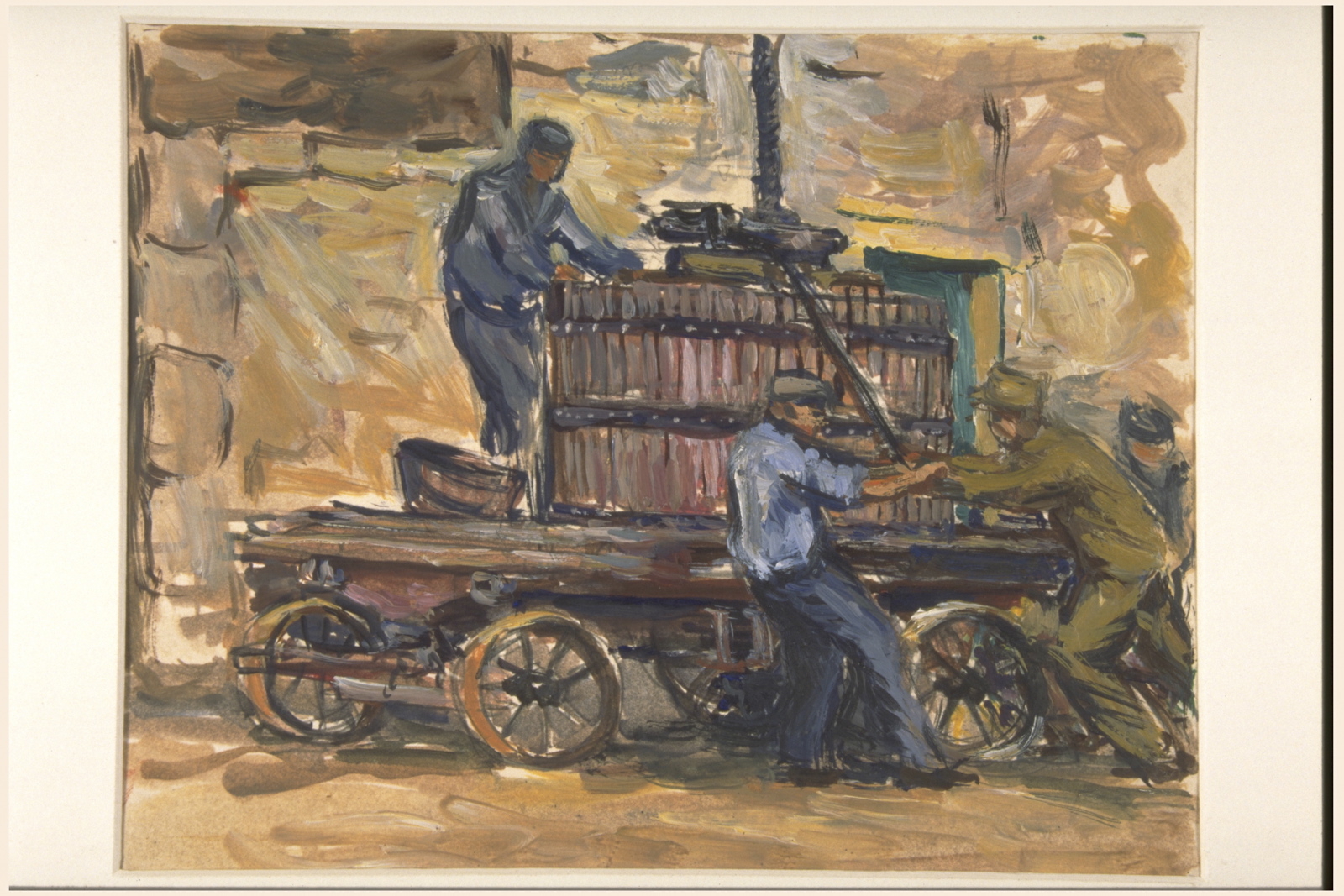 Pressoir vertical, automne pressoir, Vougeot (titre inscrit, au verso)