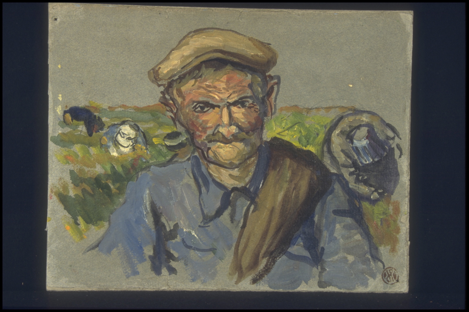 Automne vendanges, vieux porteur (titre inscrit, au verso)