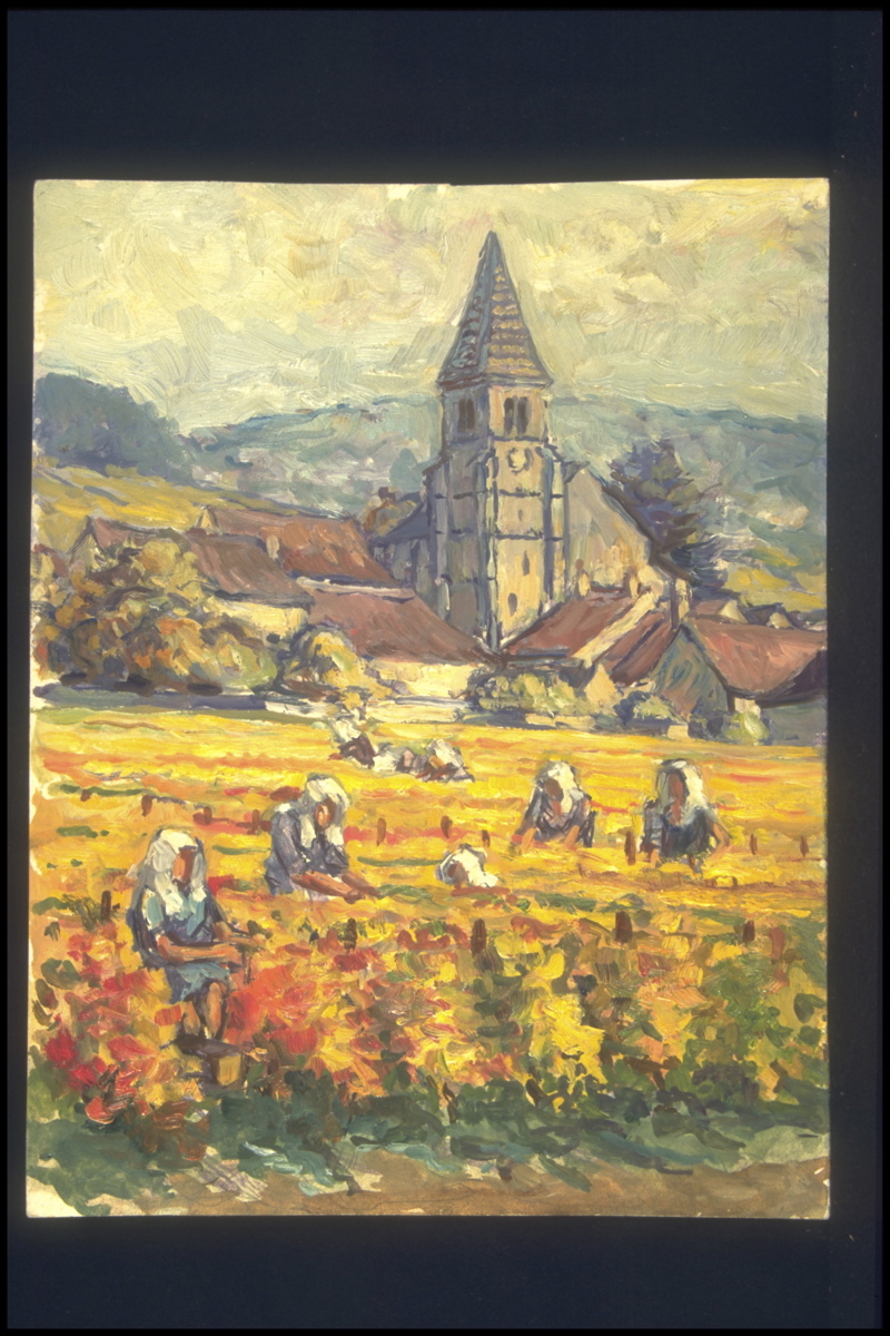 Fin de vendanges dorées de Fixin (titre inscrit, au verso)