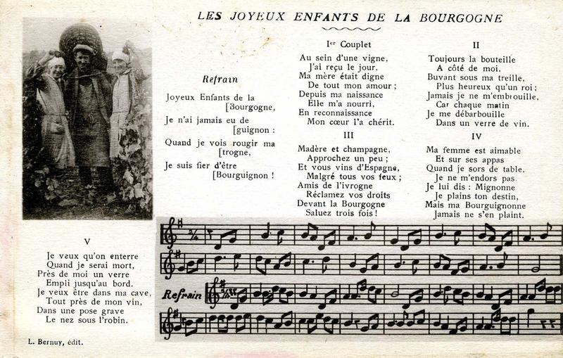 'LES JOYEUX ENFANTS  DE LA BOURGOGNE' (titre inscrit)