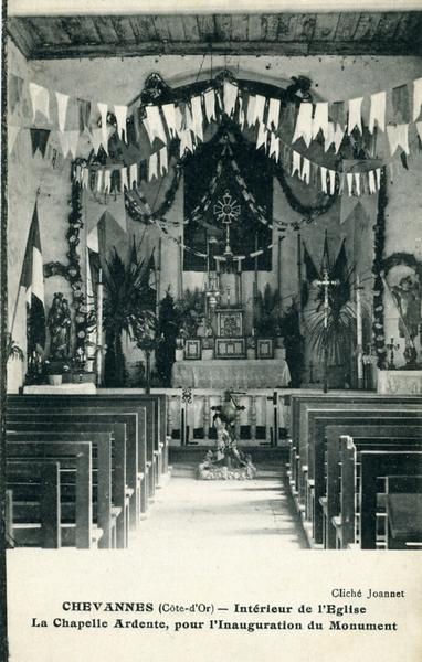 CHEVANNES (Côte-d'Or) - Intérieur de l'Eglise - La Chapelle Ardente pour l'Inauguration du Monument (titre inscrit)