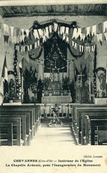 CHEVANNES (Côte-d'Or) - Intérieur de l'Eglise - La Chapelle Ardente pour l'Inauguration du Monument (titre inscrit)