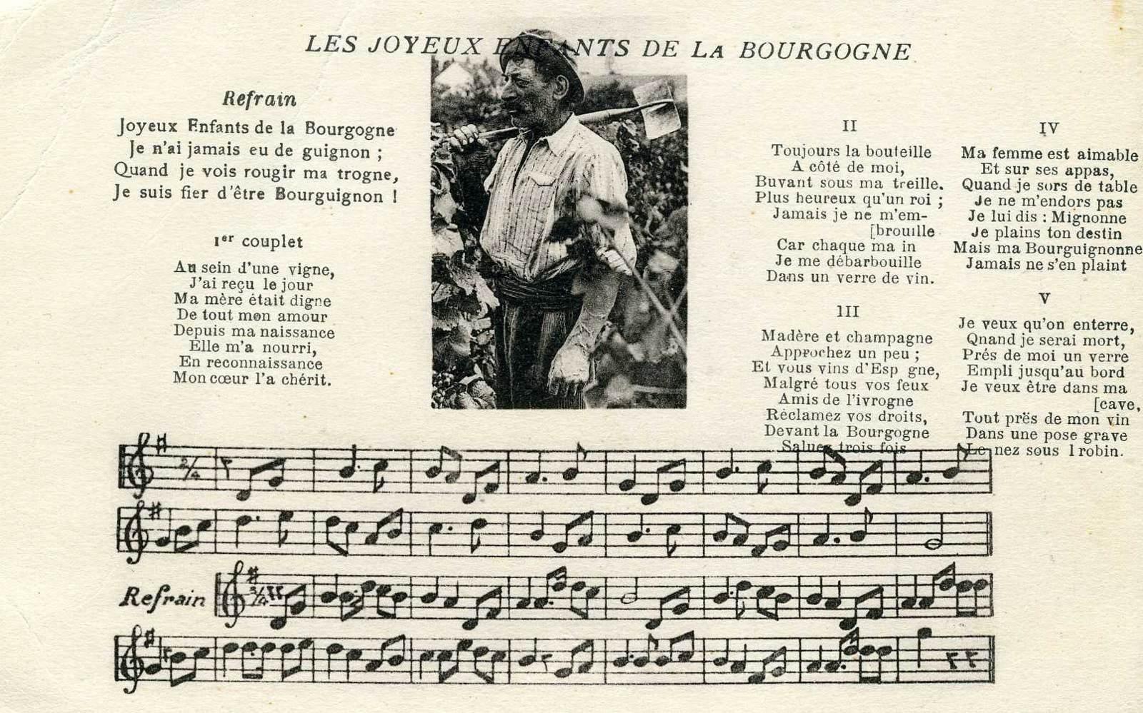 LES JOYEUX ENFANTS DE LA BOURGOGNE (titre inscrit)