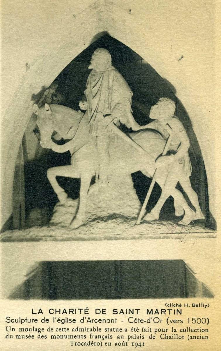 LA CHARITE DE SAINT MARTIN / Sculpture de l'église d'Arcenant - Côte-d'Or (vers 1500) (titre inscrit)