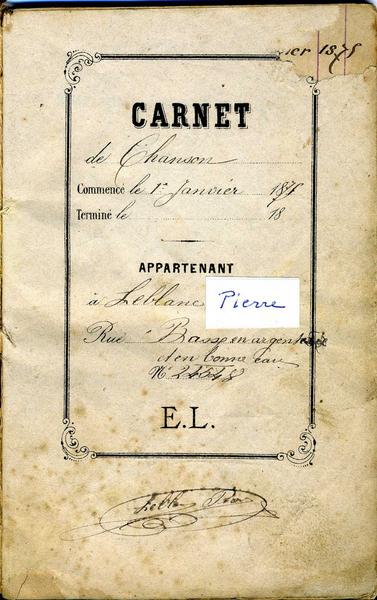 CARNET de Chanson (titre inscrit)