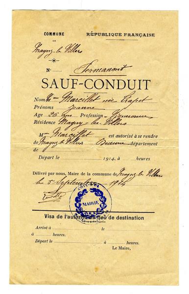 Sauf-conduit permanent de 1914 (titre d'usage)
