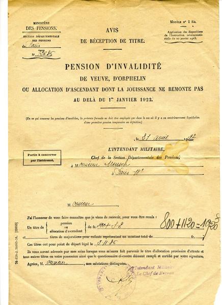 AVIS / DE RECEPTION DE TITRE (titre inscrit)