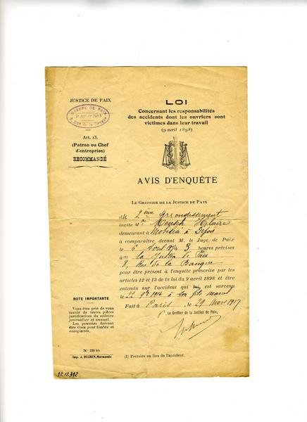 AVIS D'ENQUETE (titre inscrit)