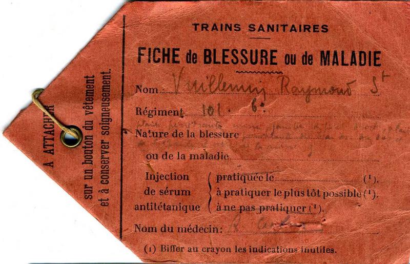 FICHE de BLESSURE ou de MALADIE (titre inscrit)