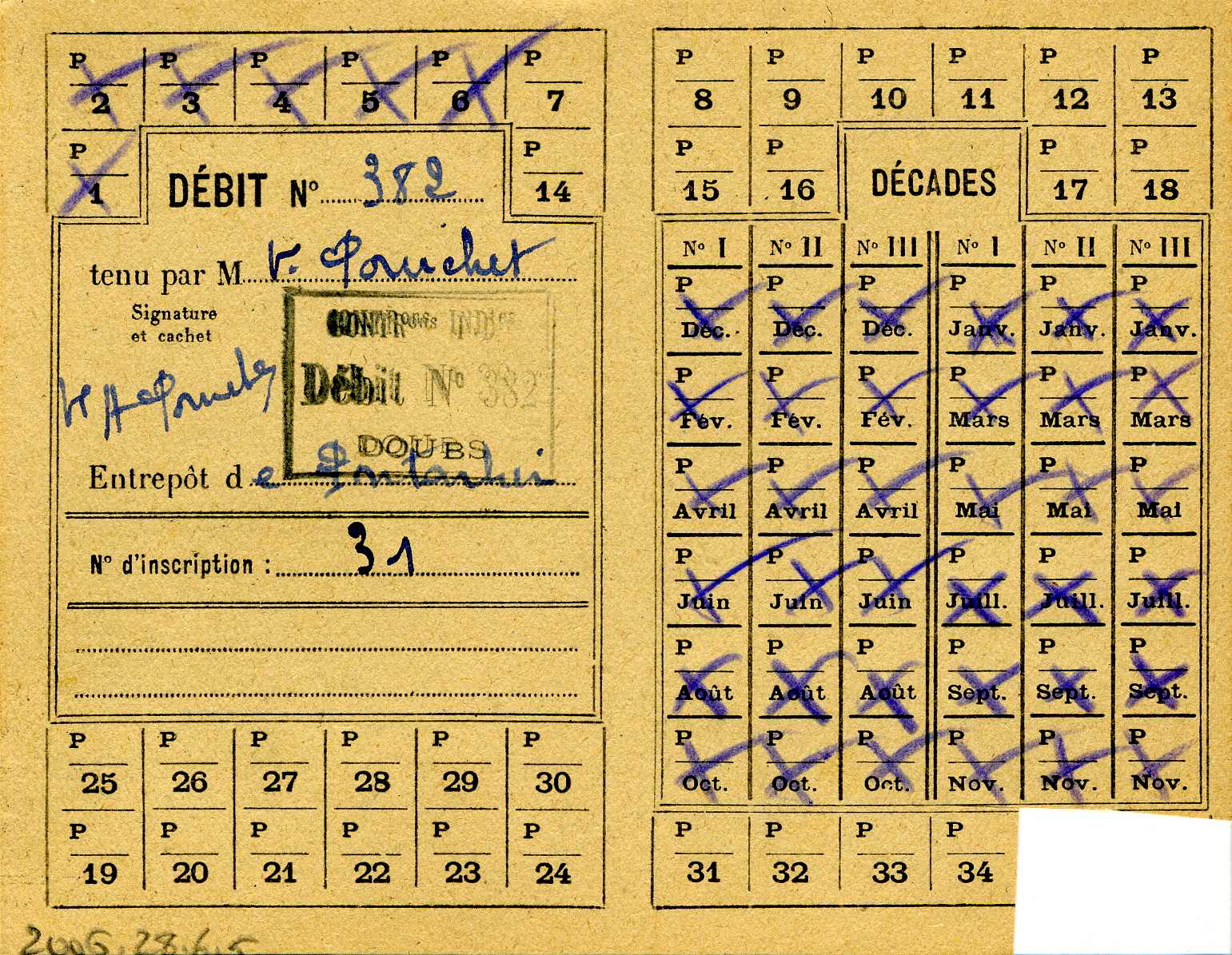 CARTE DE TABAC (titre inscrit)