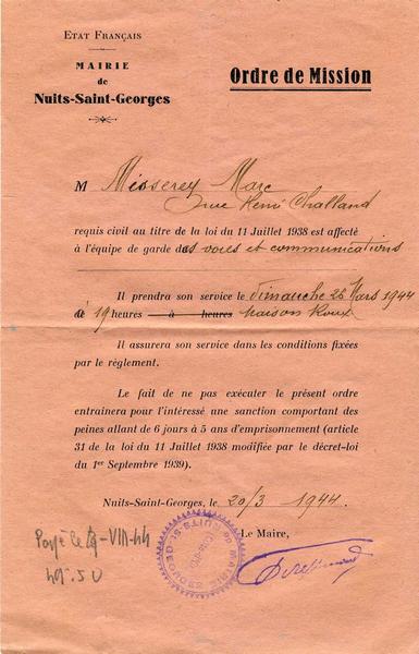 Ordre de Mission (titre inscrit)
