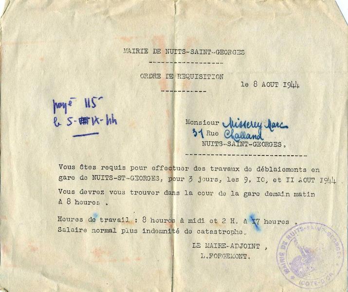 ORDRE DE REQUISITION (titre inscrit)