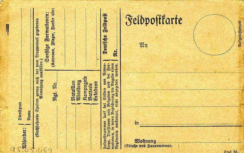 Feldpostkarte (titre inscrit, allemand)