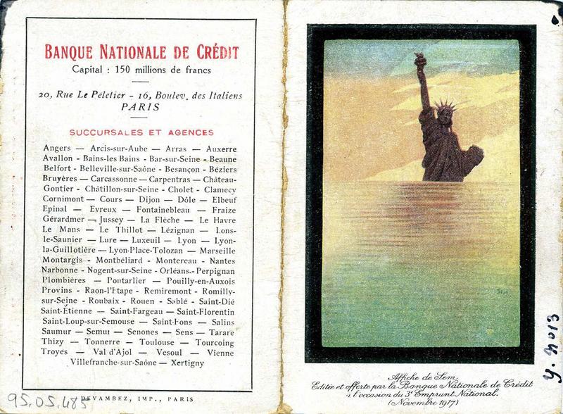 Affiche de Sem / Editée et offerte par la Banque Nationale de Crédit / à l'occasion du 3ème Emprunt National. / (Novembre 1917, titre inscrit)
