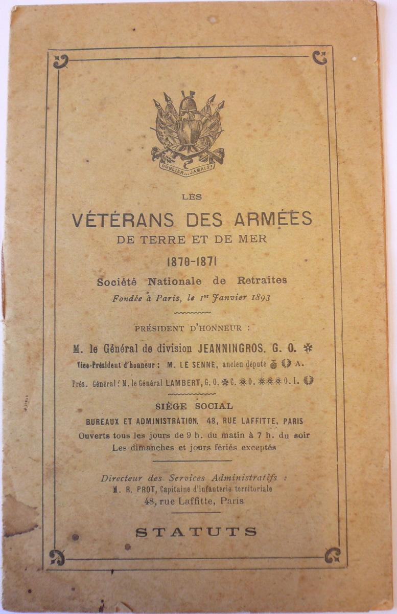Les vétérans des armées de terre et de mer : 1870-1871 (titre inscrit)