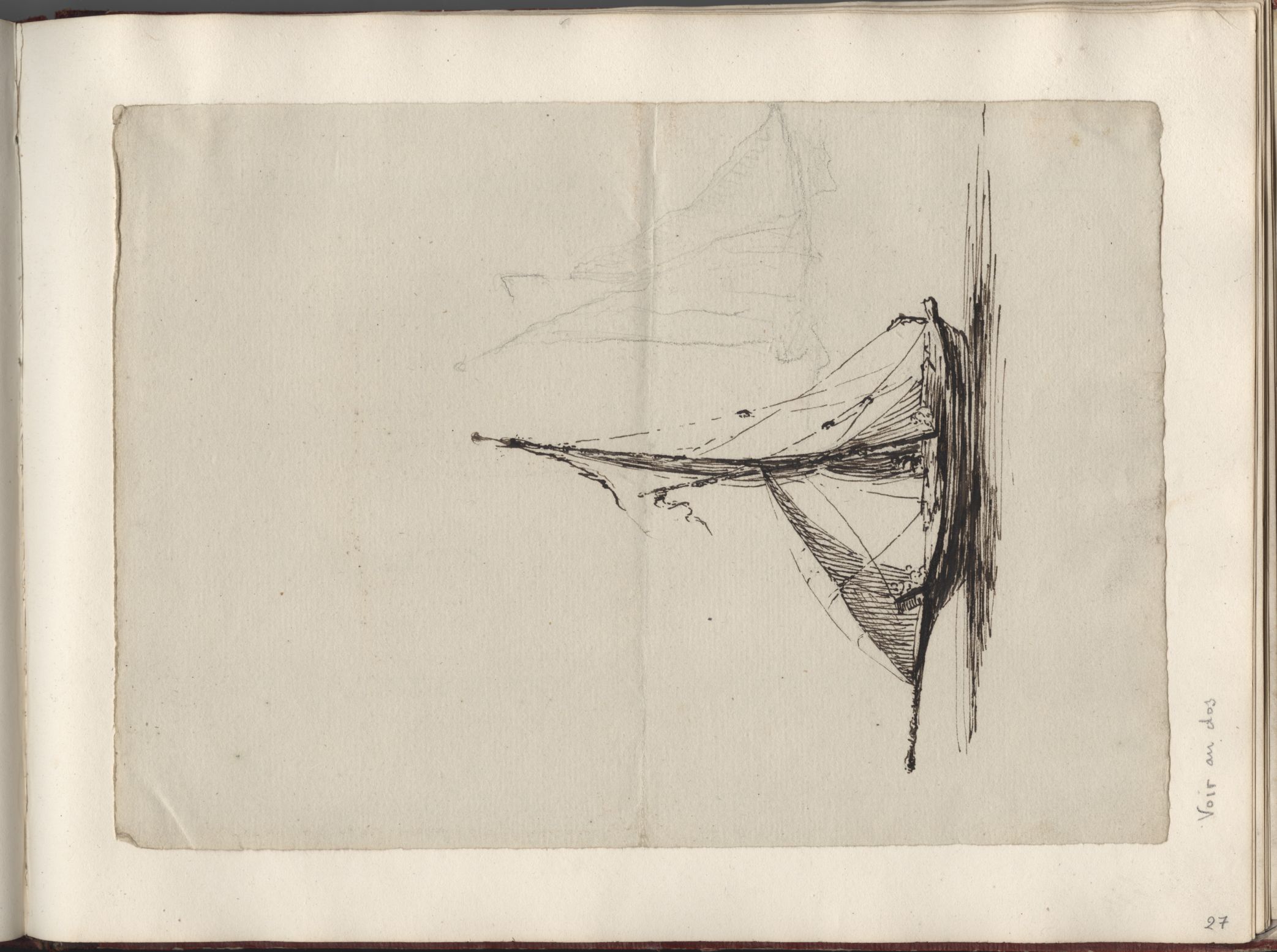 Deux études d'après une embarcation à voile # croquis de différents ustensiles de chauffage ?