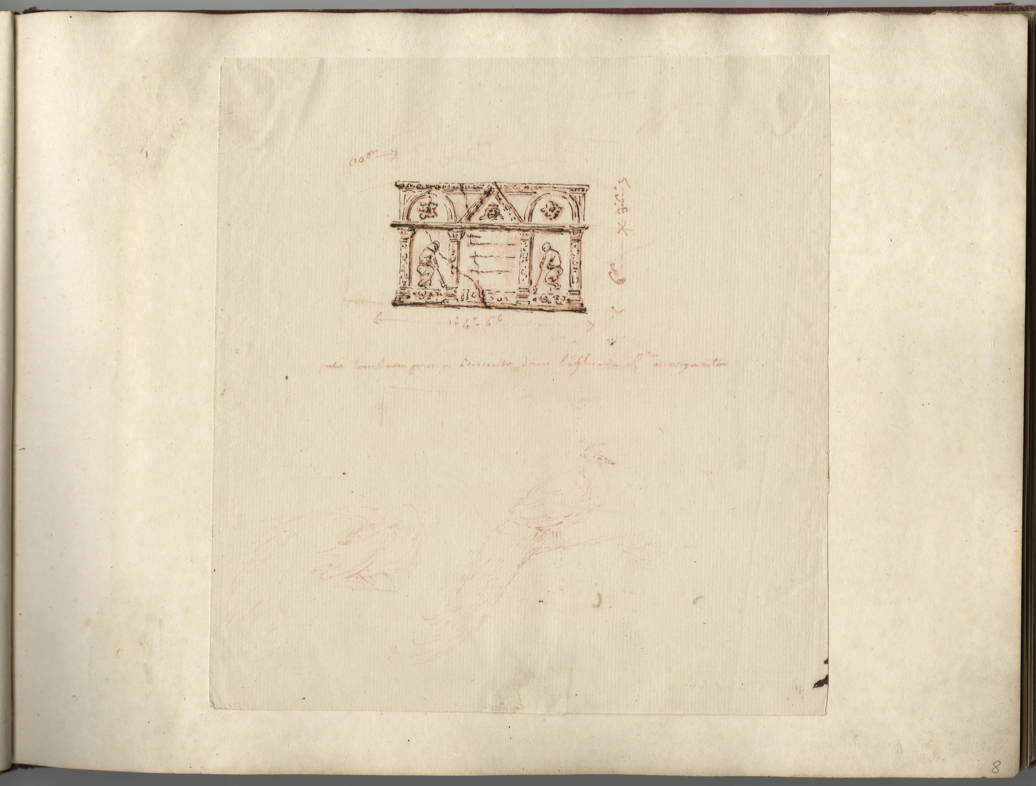 Etudes d'après un petit sarcophage et deux oiseaux