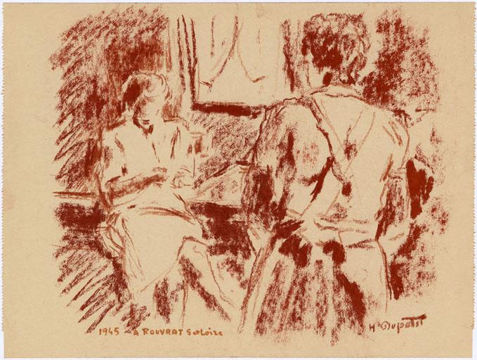 1945 à Rouvrat, S. et Loire (titre inscrit) ; scène d'intérieur (autre titre)