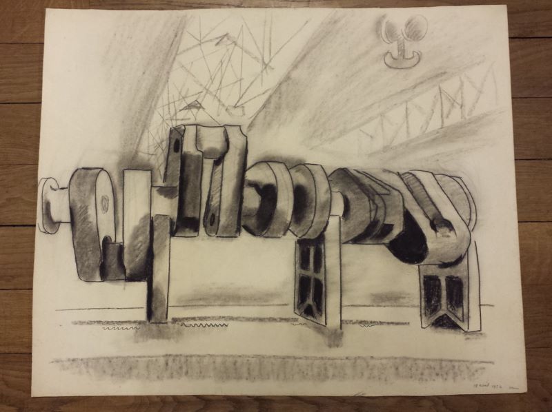 Arbre manivelle de moteur Diesel. Ateliers du Breuil (titre factice)