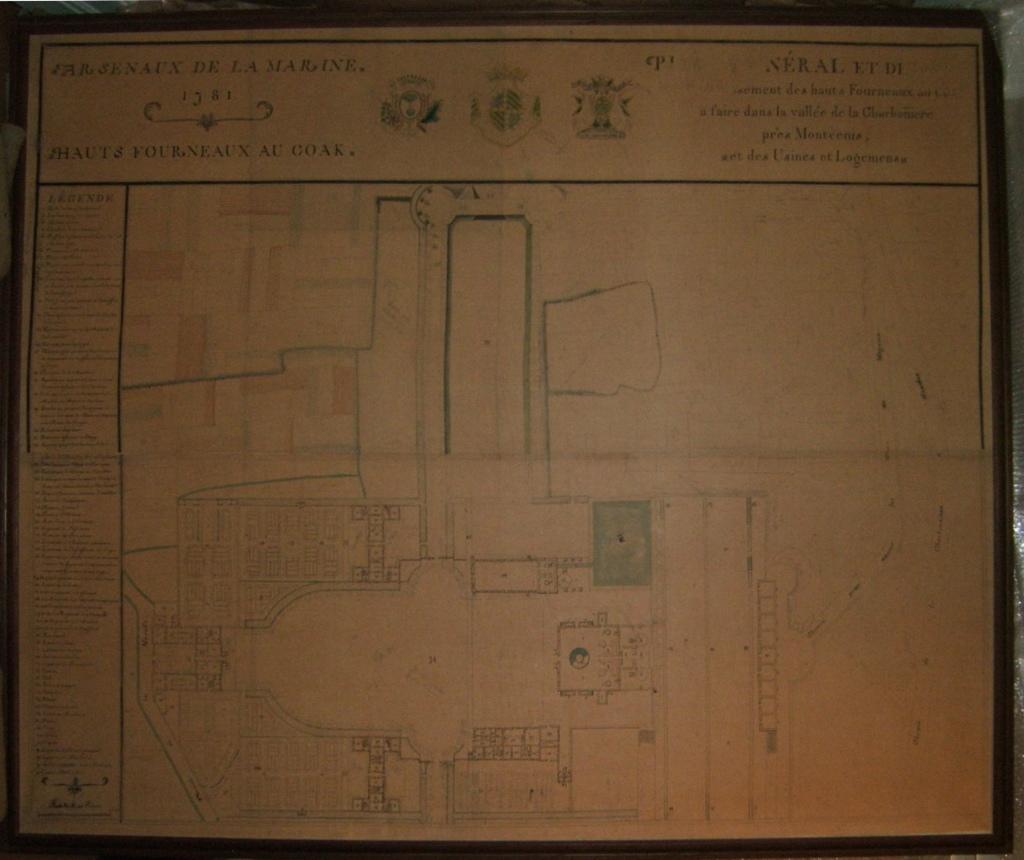 Arsenaux de la Marine 1781 Hauts Fournaeaux au Coak ou Plan général et détaillé de l'établissement des haut-fourneaux au Coak en 1781 (plan du projet de la fonderie royale)