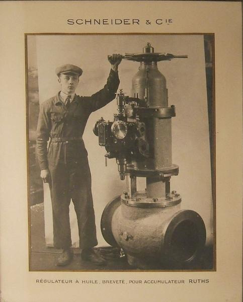 Régulateur à huile breveté pour accumulateurs Ruths