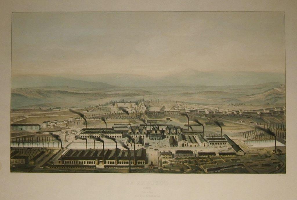 Le Creusot en 1847 : vue prise du nord au sud