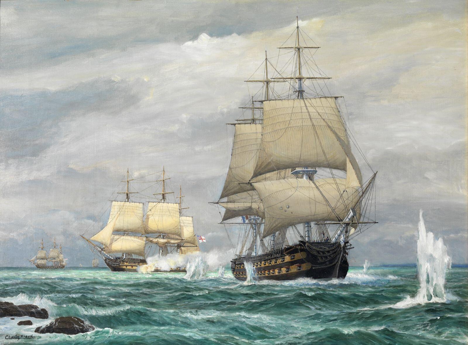 Le Vétéran échappant à l’escadre anglaise