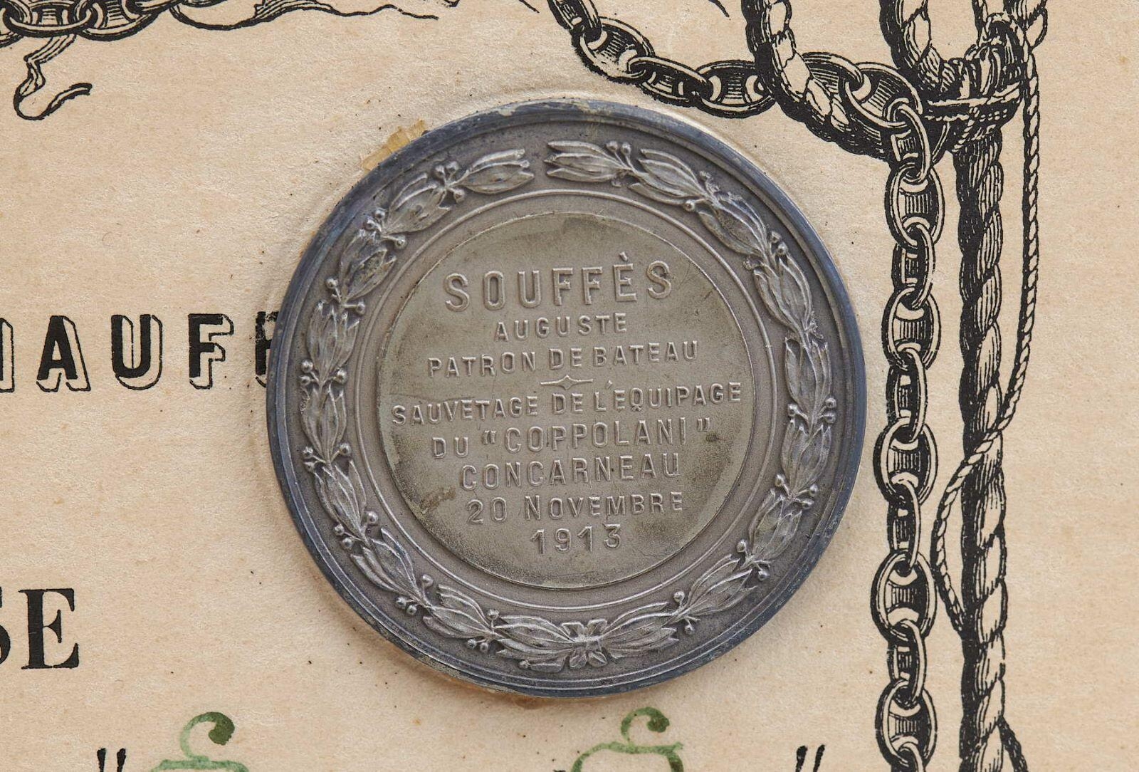 Médaille de sauvetage décernée à Auguste Souffès