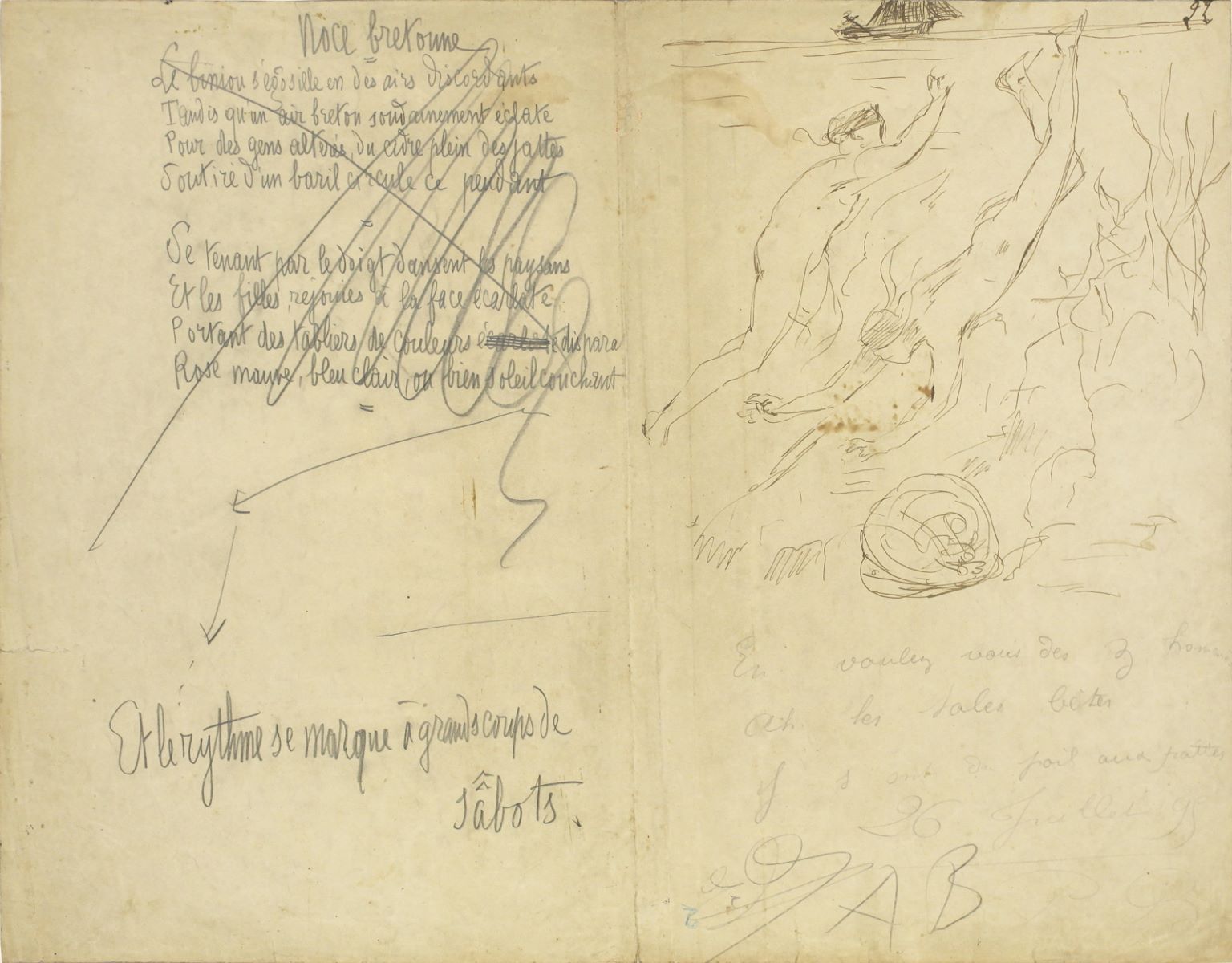 Pages du livre d'or de la Pension Gloanec (recto-verso)