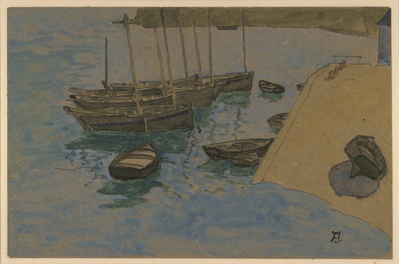 Bateaux devant la cale du port de Belon