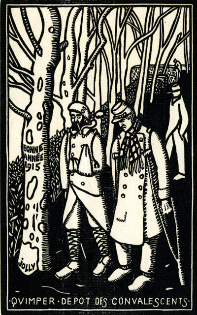 Bonne année 1915. Quimper. Dépôt des convalescents