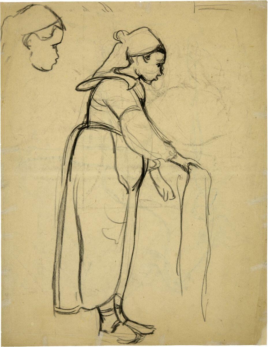 Bretonne avec un torchon (recto) ; Étude de "Vaches" (verso)