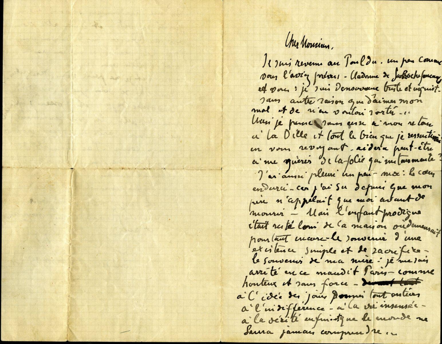Lettre de Charles Filiger à Antoine de La Rochefoucauld