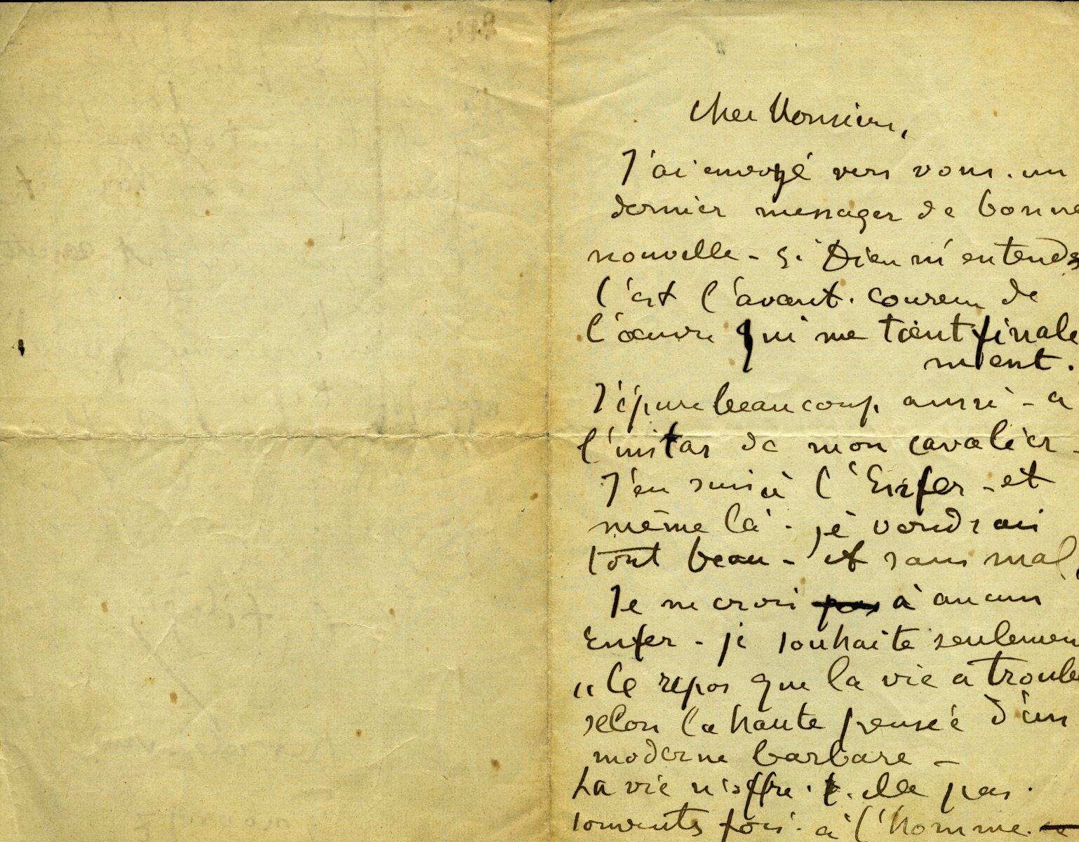 Lettre de Charles Filiger à Antoine de La Rochefoucauld