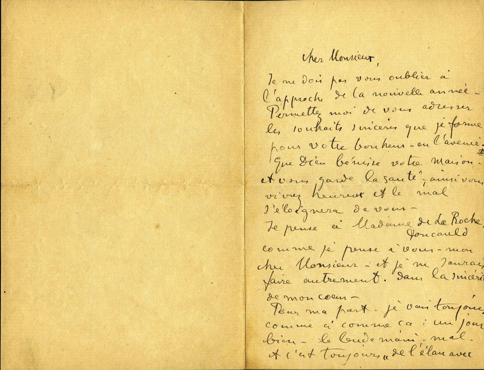 Lettre de Charles Filiger à Antoine de La Rochefoucauld
