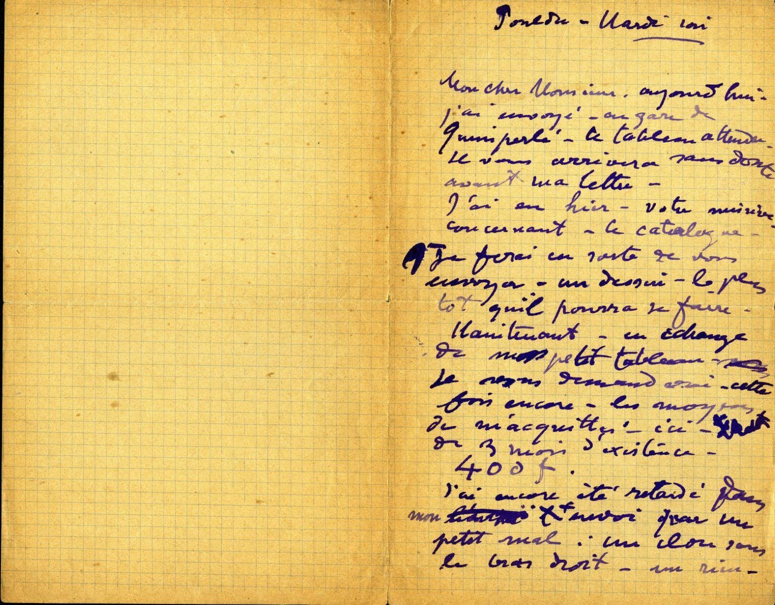 Lettre de Charles Filiger à Antoine de La Rochefoucauld