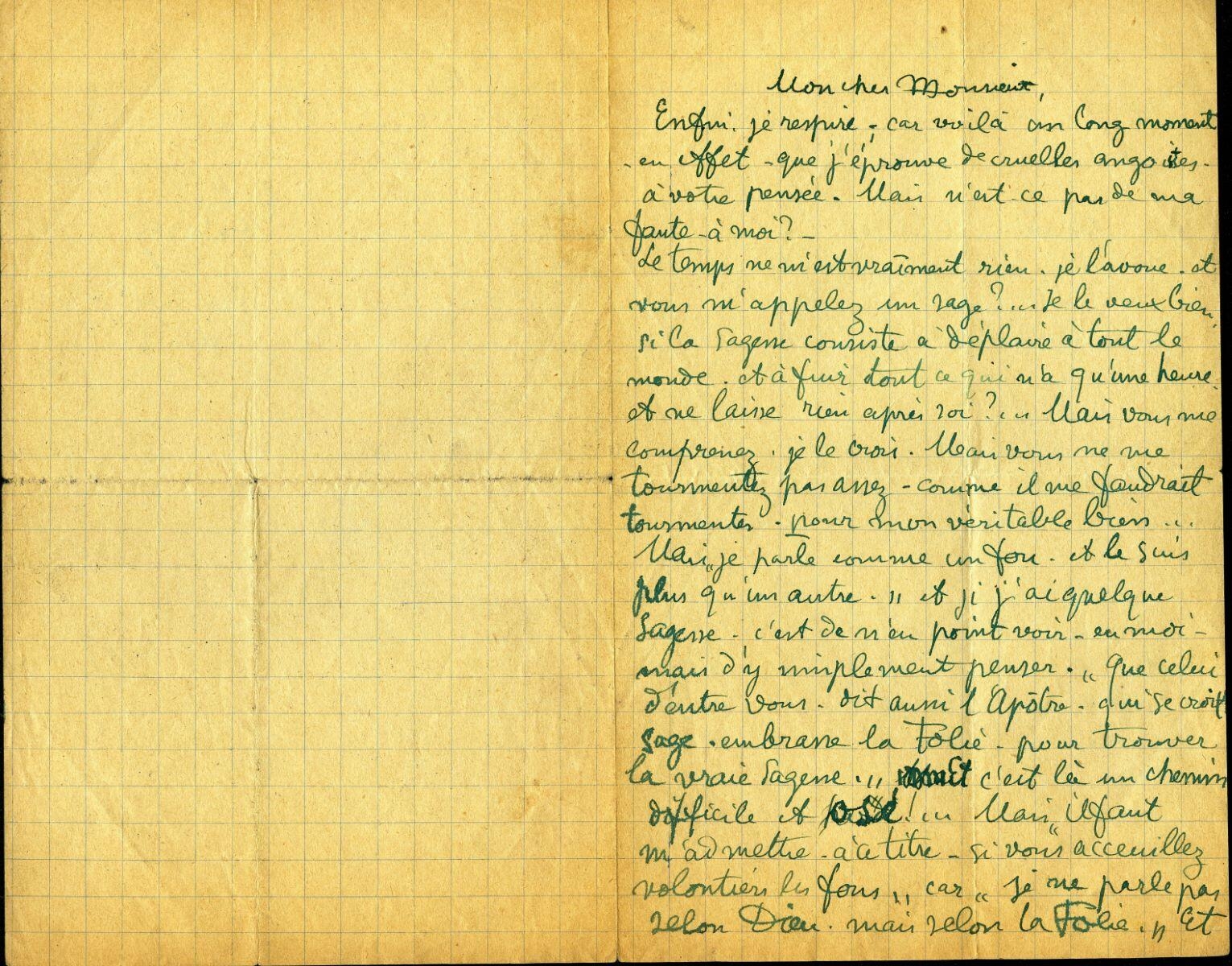 Lettre de Charles Filiger à Antoine de La Rochefoucauld